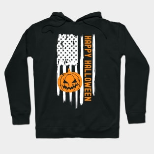 Happy halloween usa flag with scary pumpkin Hoodie